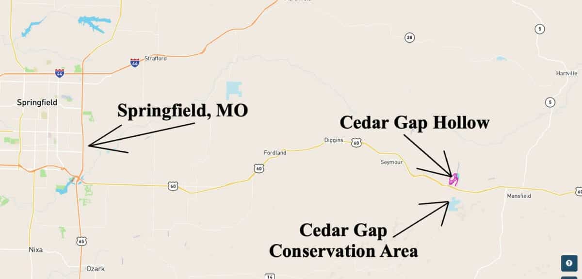 Cedar Gap Springfield Map